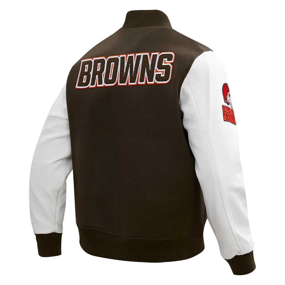 NFL CLEVELAND BROWNS CLASSIC WOOL VARSITY JACKET (BROWN/WHITE)