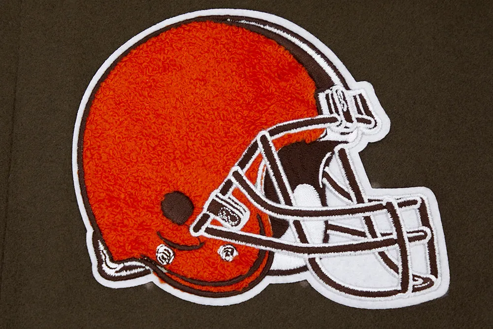 NFL CLEVELAND BROWNS CLASSIC WOOL VARSITY JACKET (BROWN/WHITE)