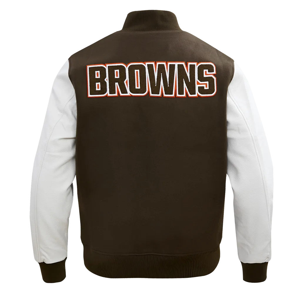 NFL CLEVELAND BROWNS CLASSIC WOOL VARSITY JACKET (BROWN/WHITE)
