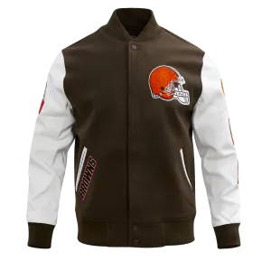 NFL CLEVELAND BROWNS CLASSIC WOOL VARSITY JACKET (BROWN/WHITE)