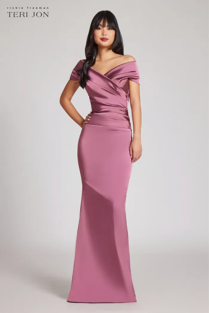 Off The Shoulder Stretch Satin Gown