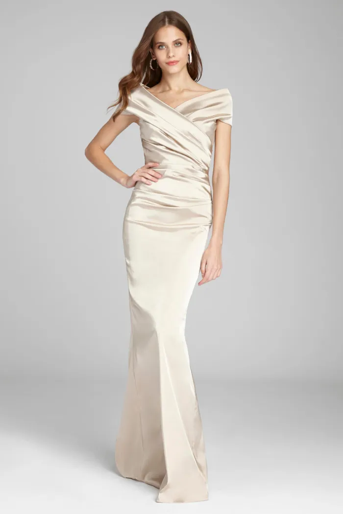 Off The Shoulder Stretch Satin Gown