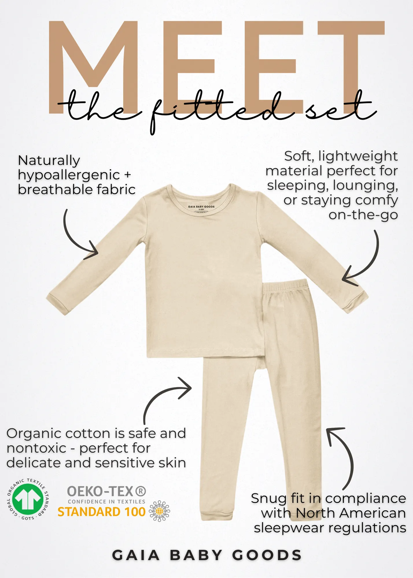 Organic Snug Fit PJ Set in North Pole
