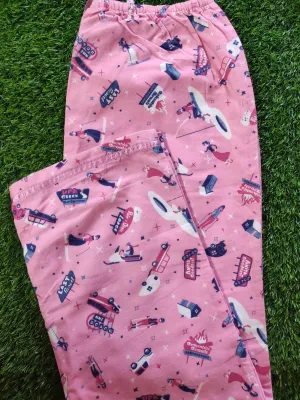 Pink Winter Wear Flannel Lounge Pant Pajama PJ04