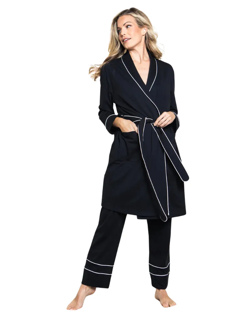 PRBW Black Pima Cotton Short Wrap Robe