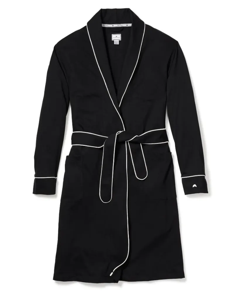 PRBW Black Pima Cotton Short Wrap Robe