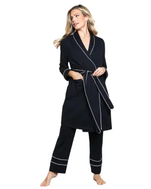 PRBW Black Pima Cotton Short Wrap Robe