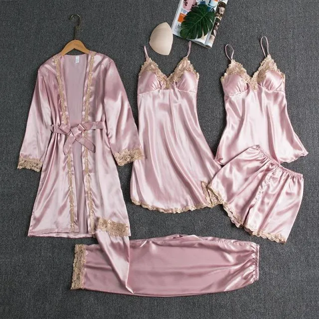 Satin 5 Piece Pajama Set