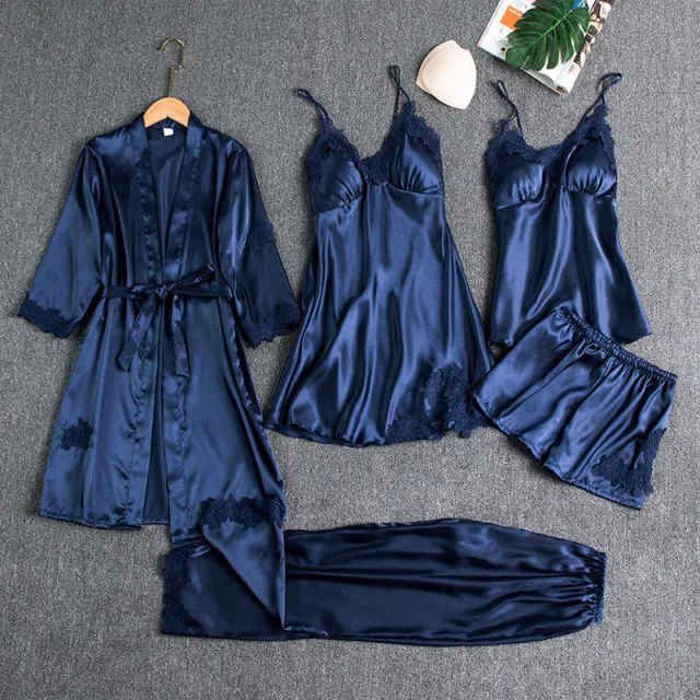 Satin 5 Piece Pajama Set