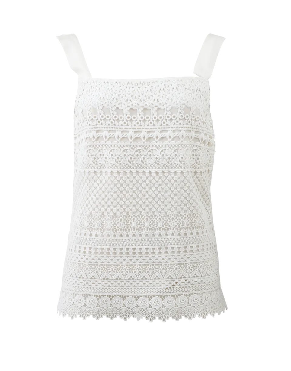 Sleeveless Banded Lace Top
