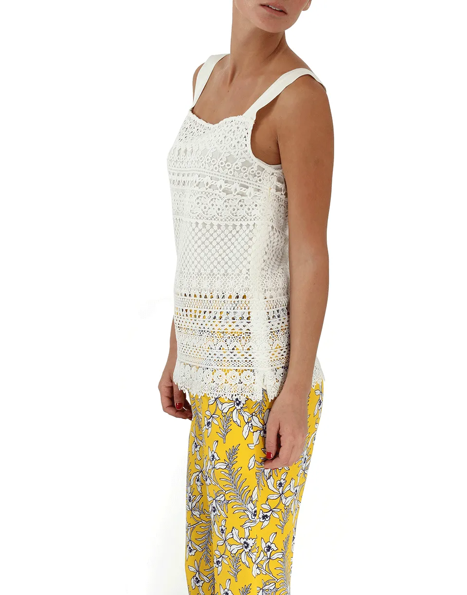 Sleeveless Banded Lace Top