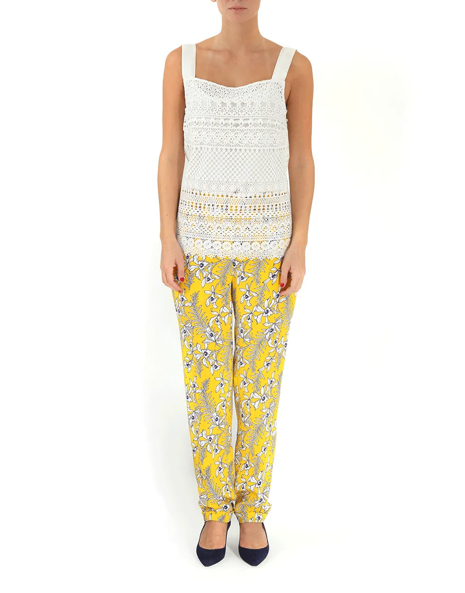 Sleeveless Banded Lace Top