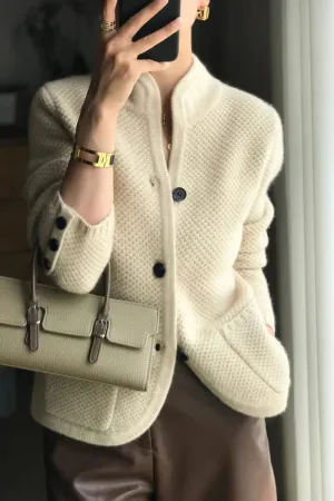 Thick Stand-up Collar Cashmere Cardigan