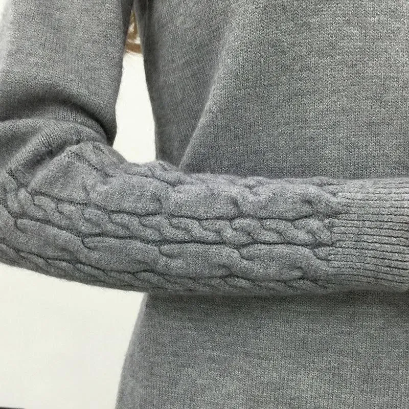 Thick Warm Turtleneck  Pullover Knit Long Sleeve Cashmere Sweater