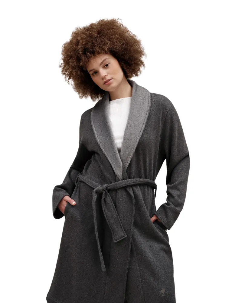 UGG Black Bear Heather Duffield Fleece Wrap Robe