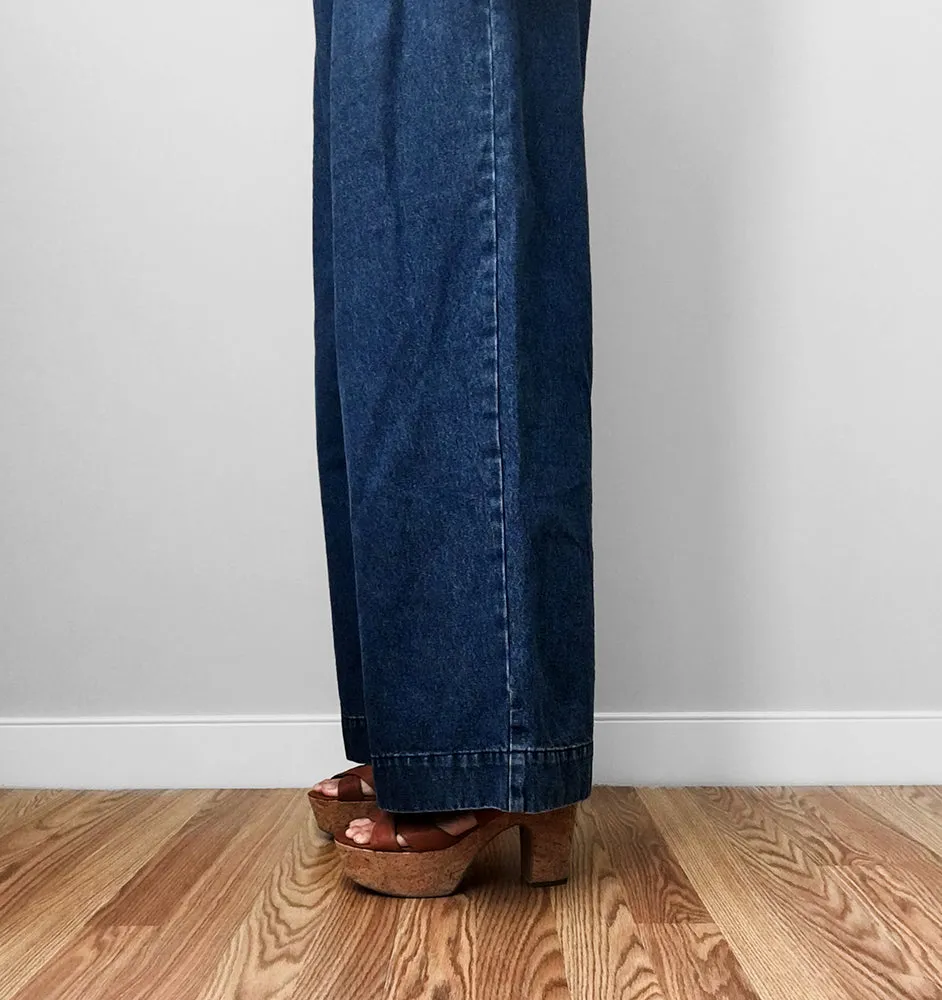 Vintage Pleated Wide-Legged High-Waisted Balloon Denim Jean