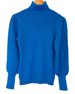 Warm Spring Directoire Puff Sleeve Turtleneck Sweater