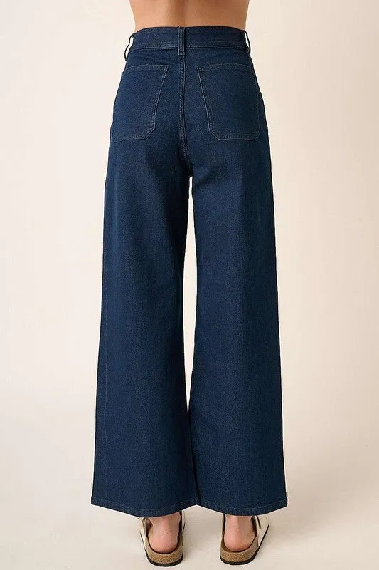 Wide Leg Double Pocket Denim Pant