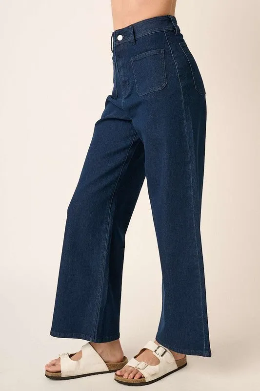 Wide Leg Double Pocket Denim Pant