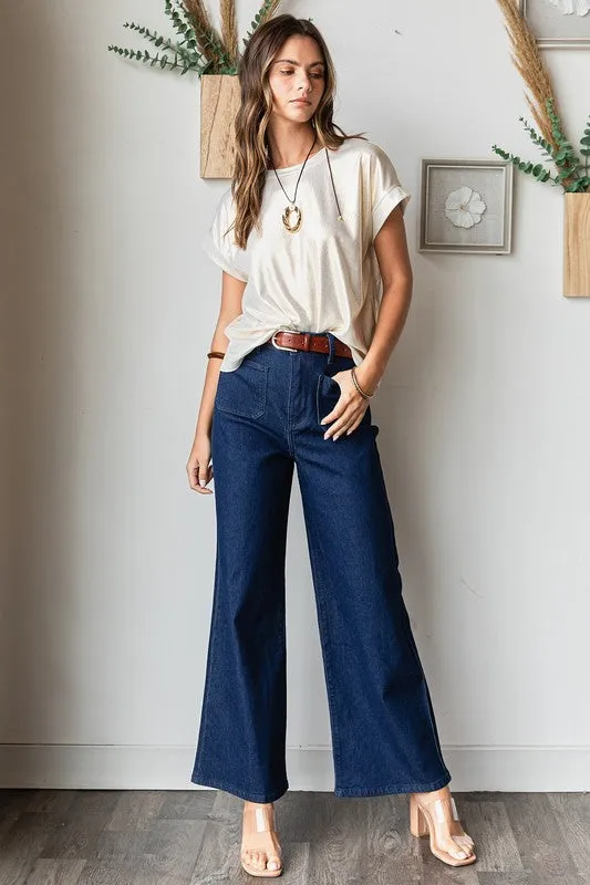 Wide Leg Double Pocket Denim Pant