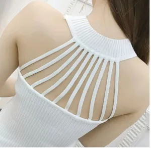 Women Knitted Hollow Bodycon Camisole Tank Top